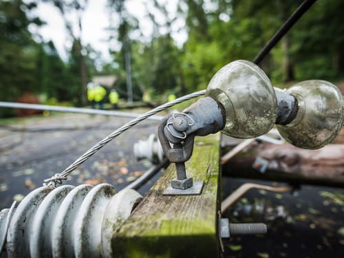Downed power line in a neighborhood