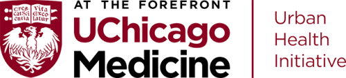 UChicago Medicine Urban Health Initiative logo with "At the Forefront" and the U of C seal