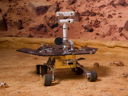A space rover on the surface of Mars