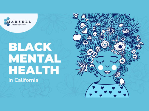 Illustration of a smiling woman with flowers in her hair.