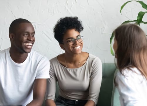 man and woman attend couples therapy session