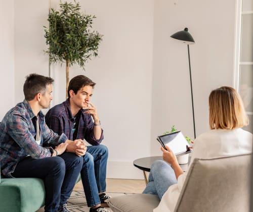 two men in a couples therapy session