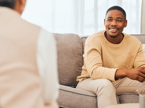 man in an individual therapy session