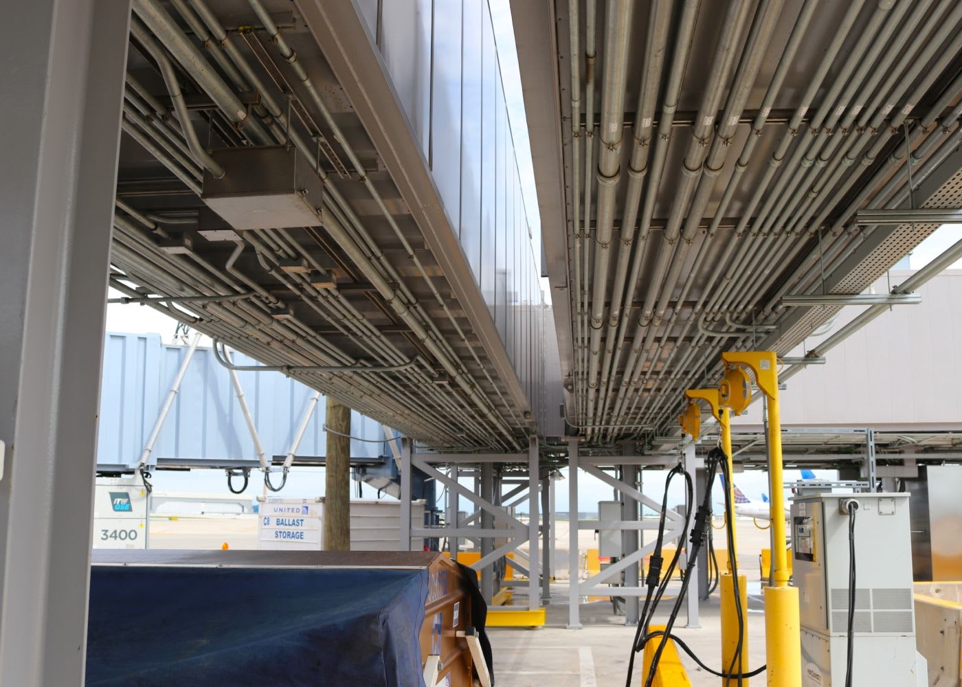 The electrical and mechanical system below the lower concourse.