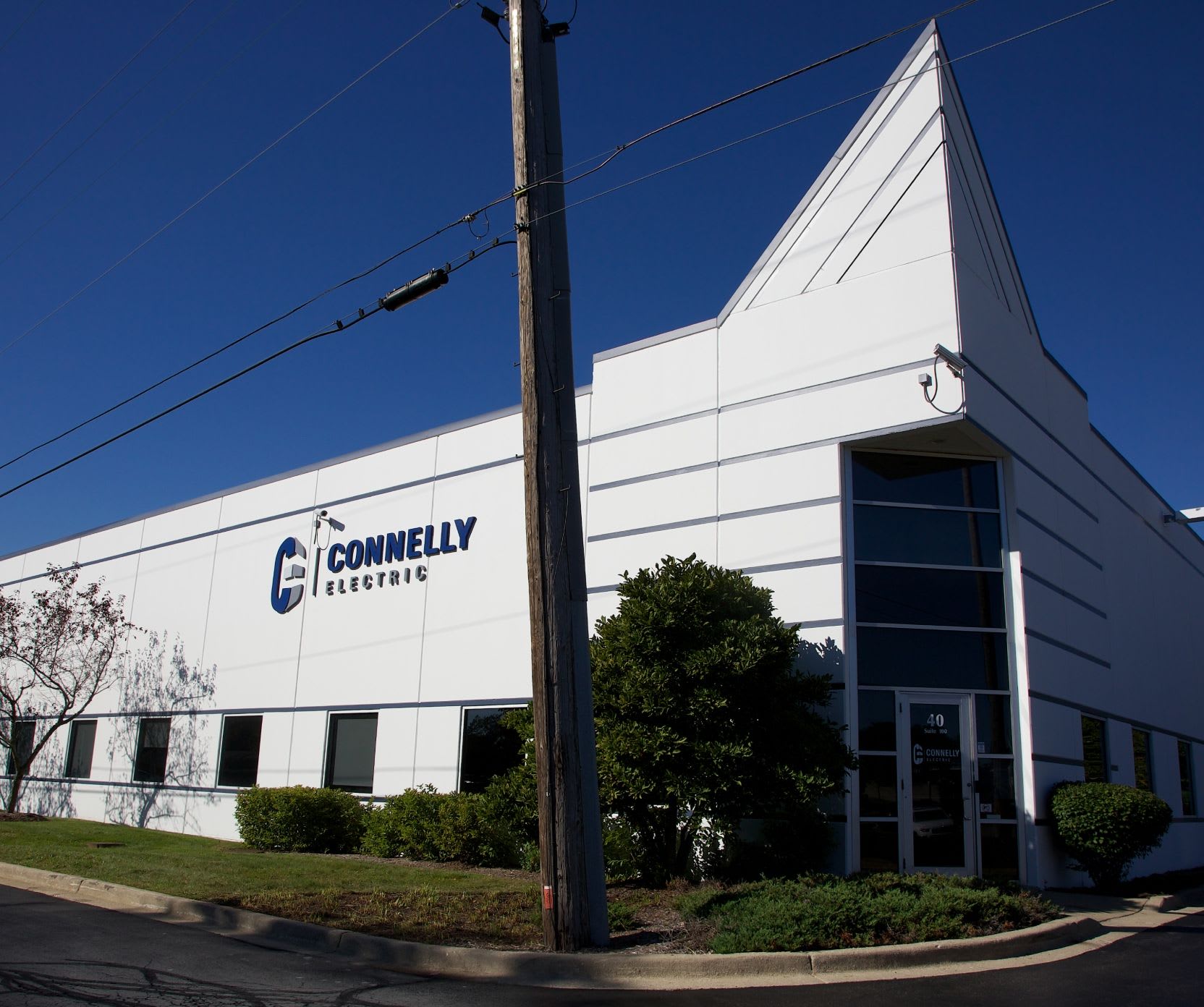 The exterior of Connelly Electric's headquarters building in Addison, IL.