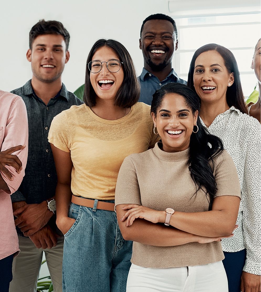 group of people smiling and happy