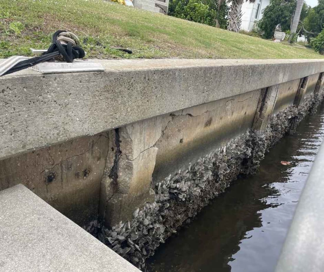 image of seawall experiencing soil loss