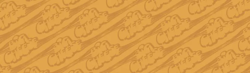 A wallpaper illustration of the words "big cheese" made to look like a long cheese pull.