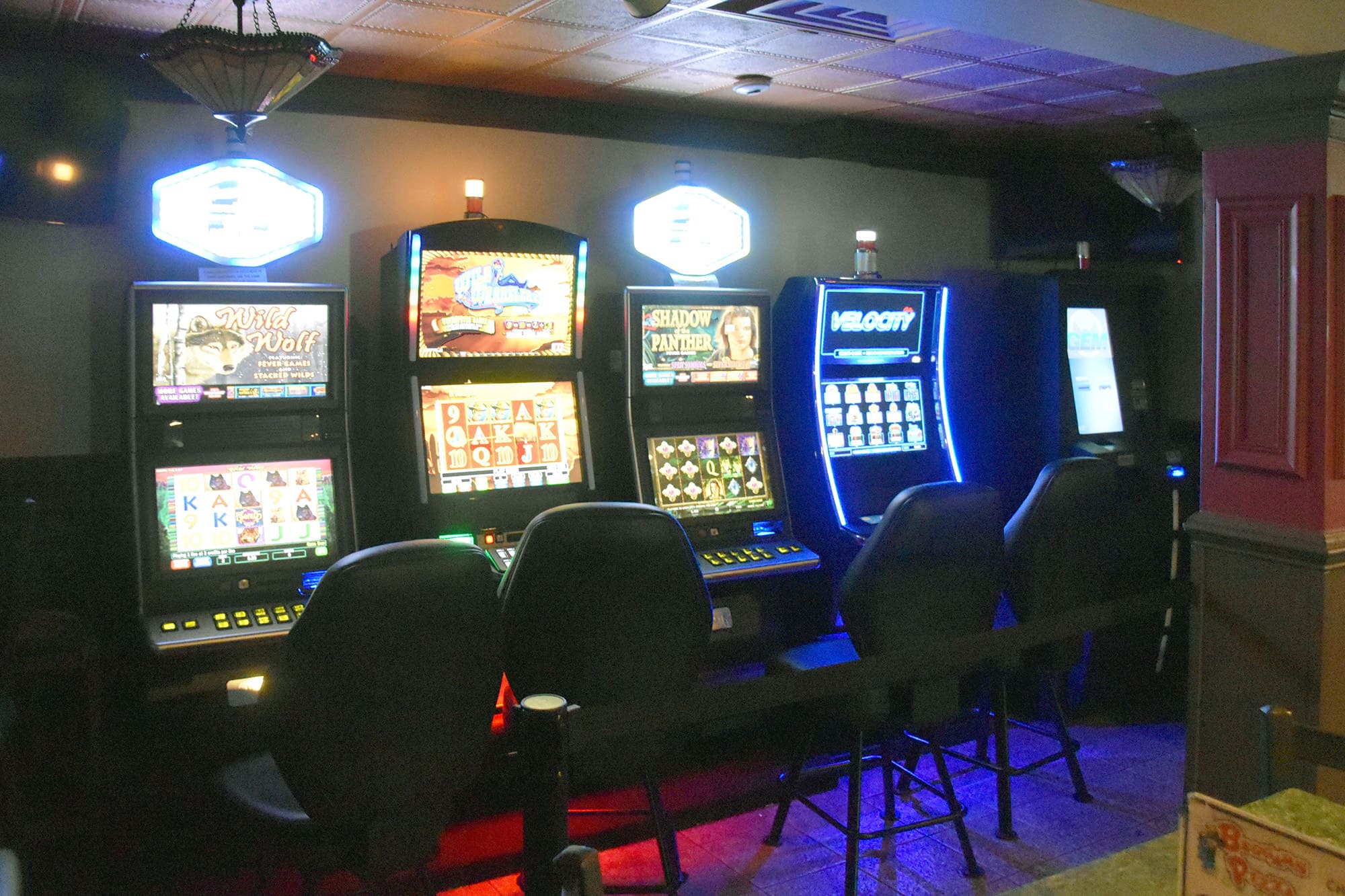 The gaming area inside Beggars Pizza in Blue Island on Kedzie