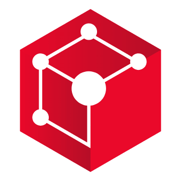 Red cube with white wireframe/molecule diagram graphics across it. Next to the cube is a red circle to be similar to the Impact logo.