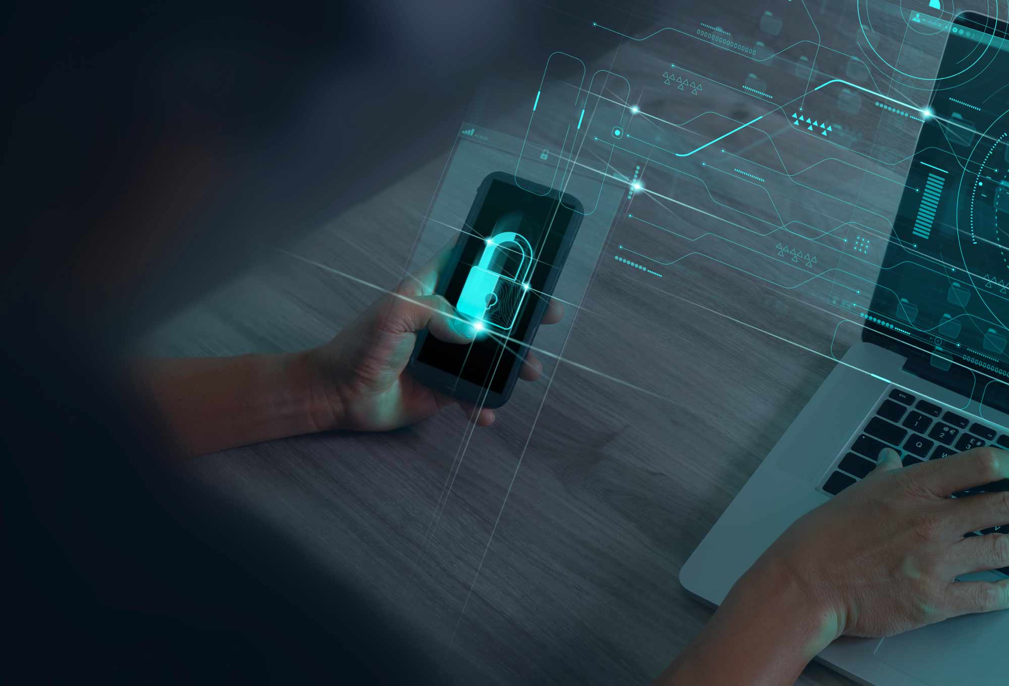 digital lock symbol on phone