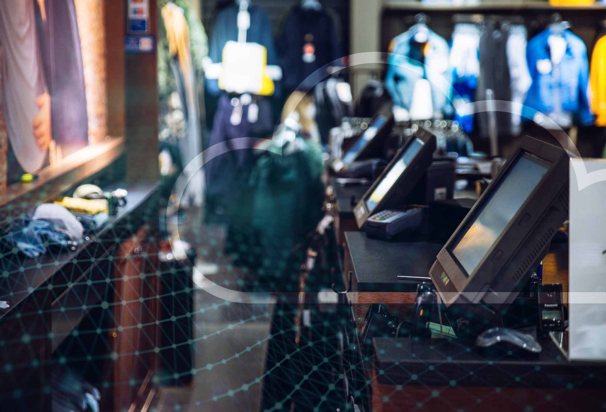 check out desk at a clothing store