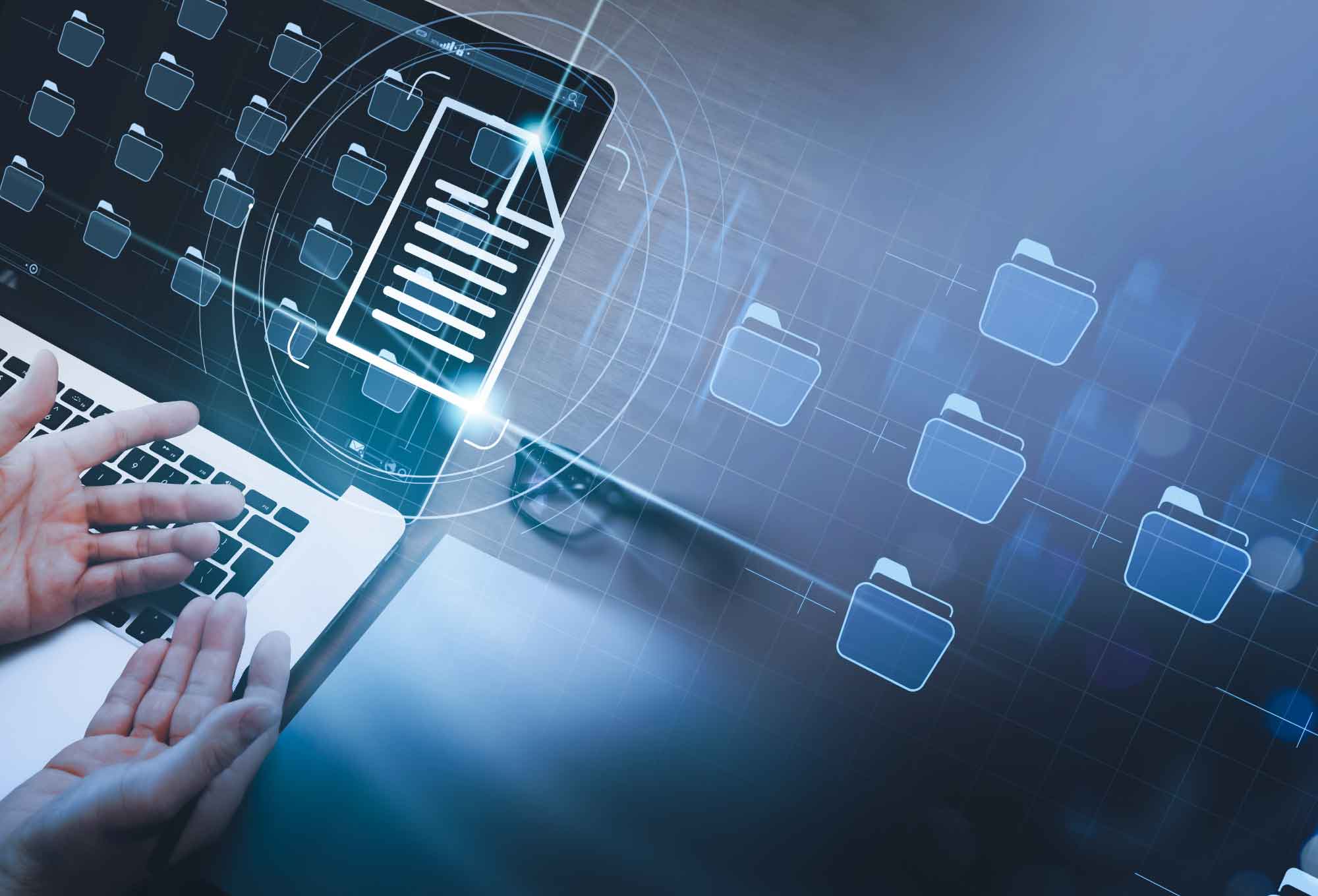 Hand on laptop with camera off-angle | Sales Order Automation Software Demo