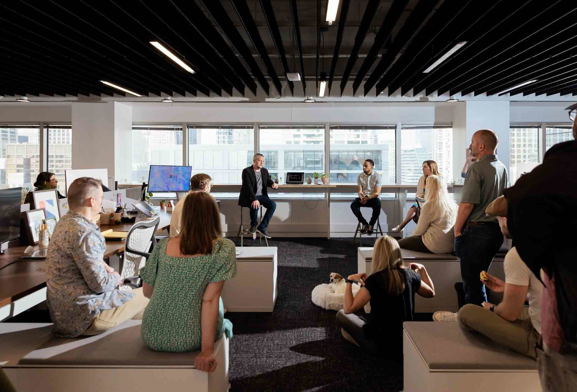 a group of people working together | intranet case study