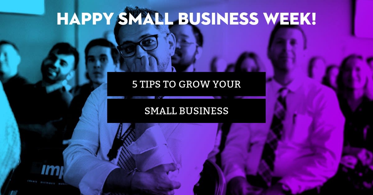 people sitting in conference room blue and purple | 5 tips to grow your small business