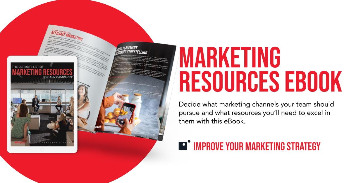 Marketing eBookThe marketing resources eBook in tablet and magazine form with text encouraging users to download it