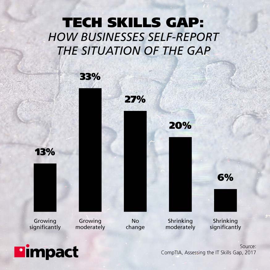 bar graph showing the tech skills gap