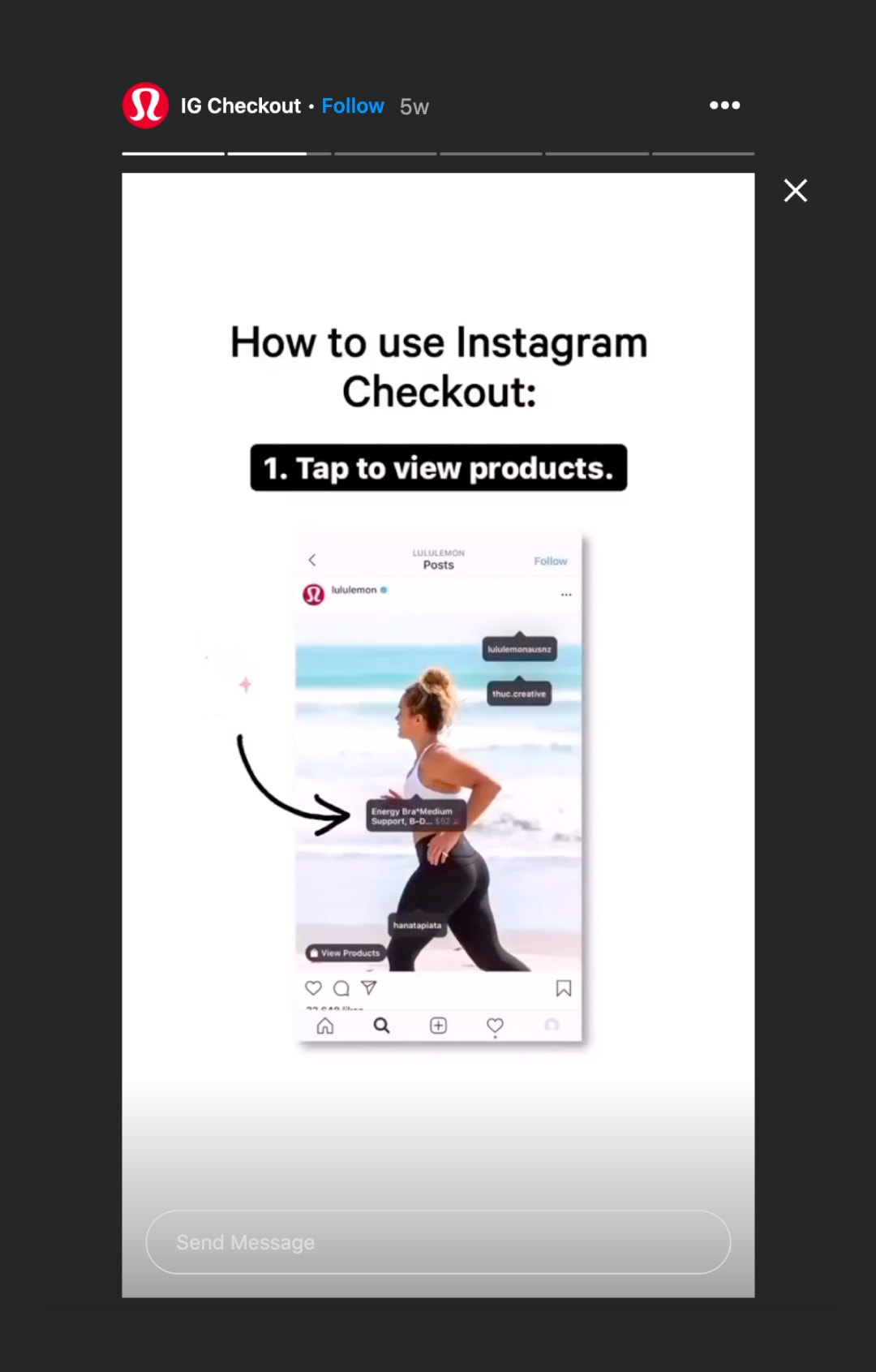 screenshot of instagram post portraying a girl running on the beach