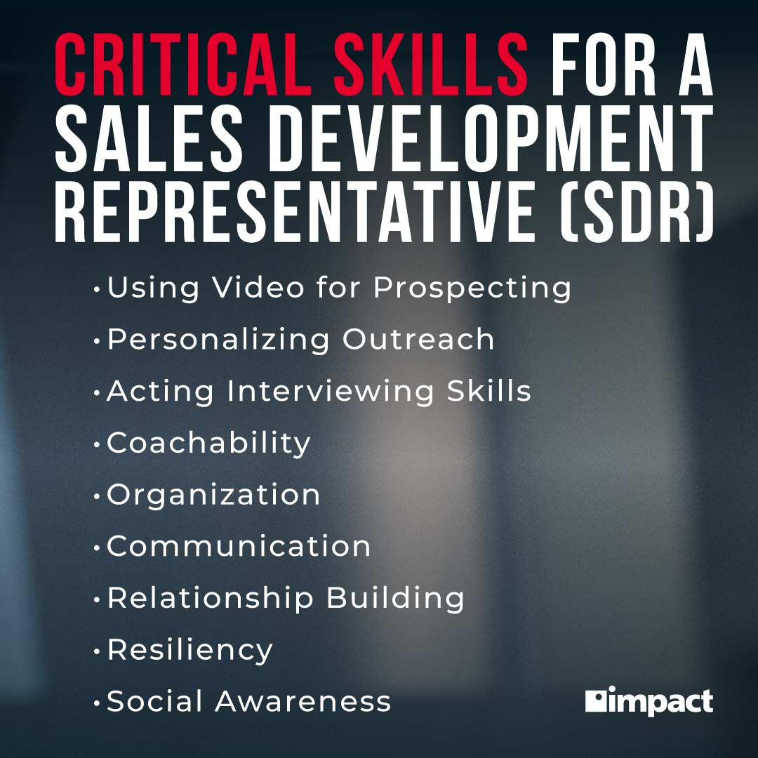 critical skills for a sales development representative (SDR)
