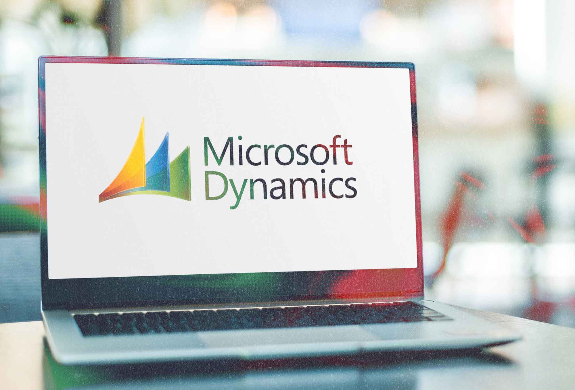 microsoft dynamics logo in a laptop screen