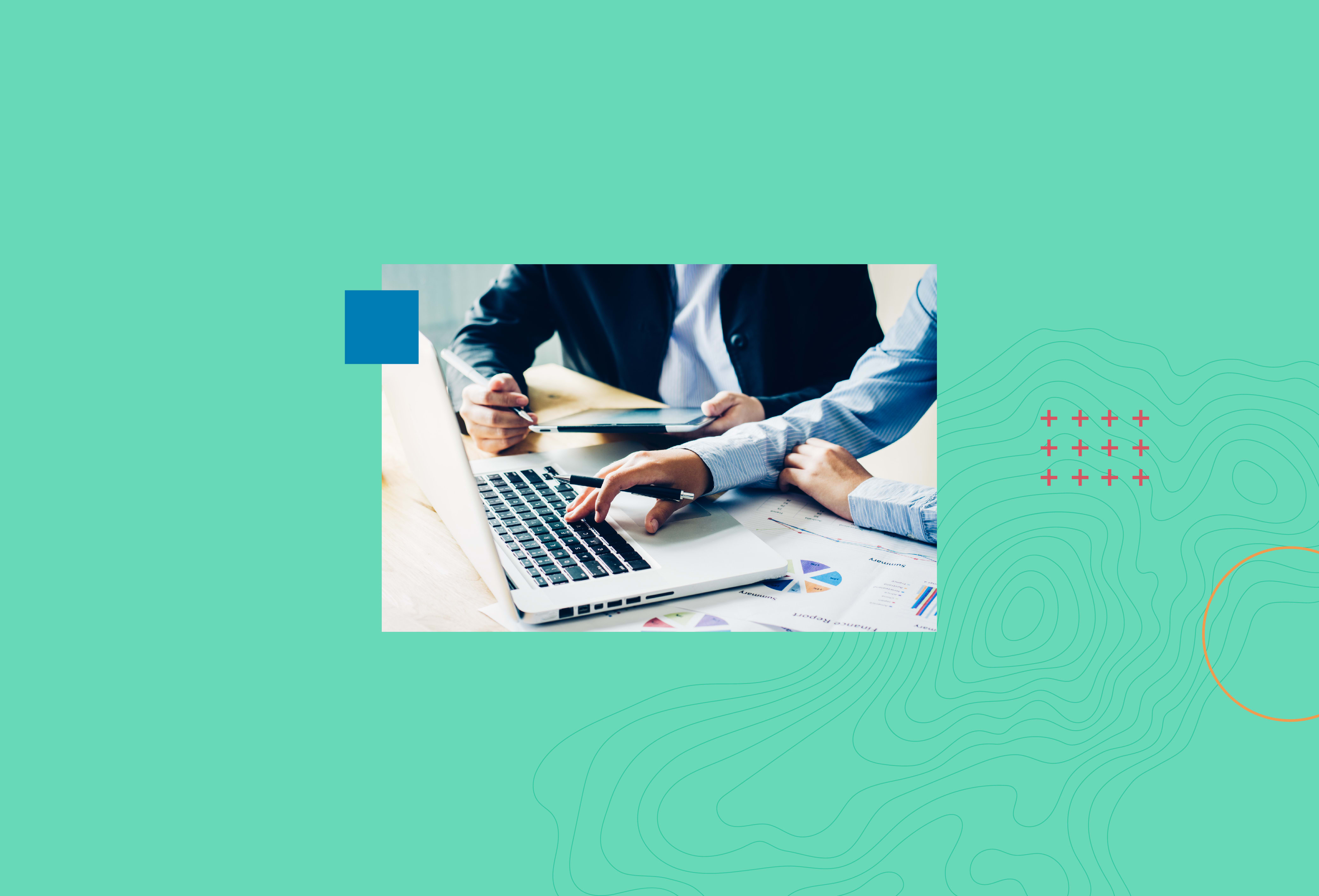 two people typing on a laptop