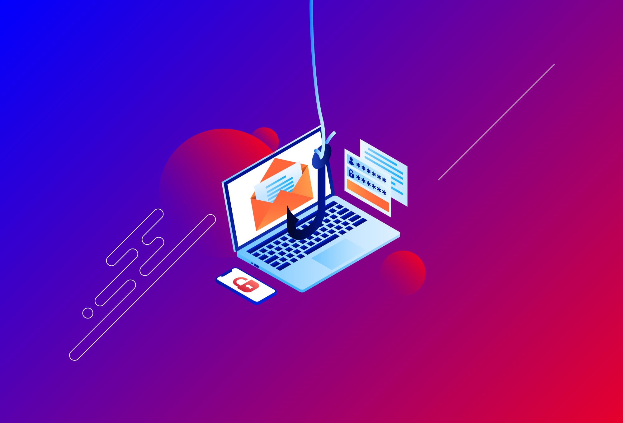 cartoon of a laptop with a hook