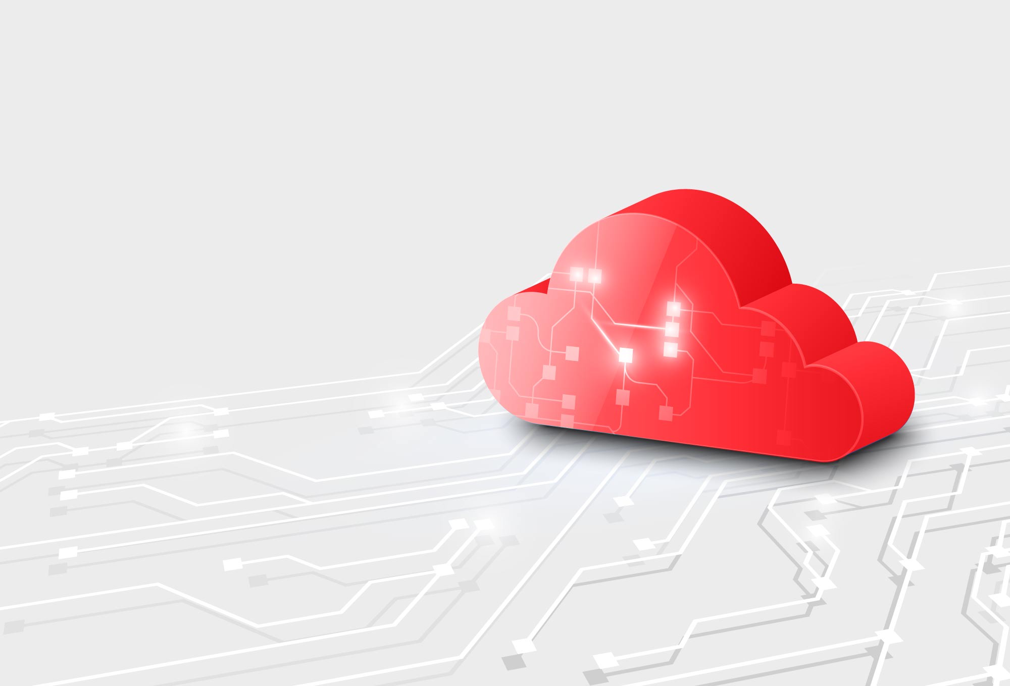red cloud with text titled, most desired cloud solutions by businesses