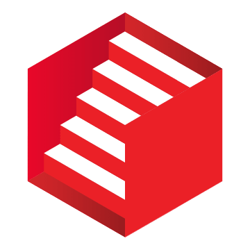 Red cube with white staircase