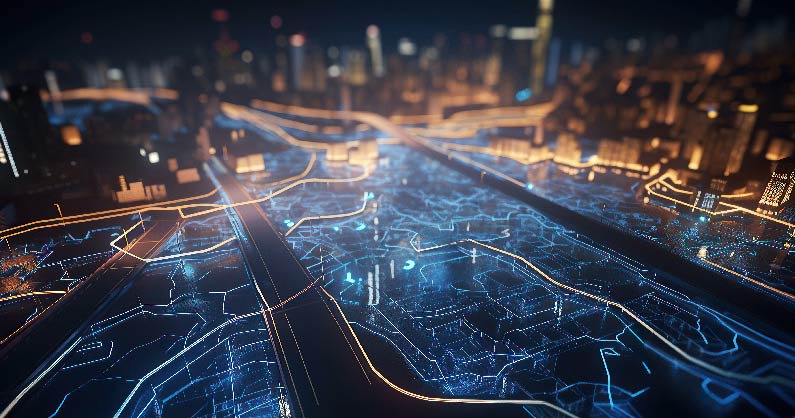 circuit board in blue and black