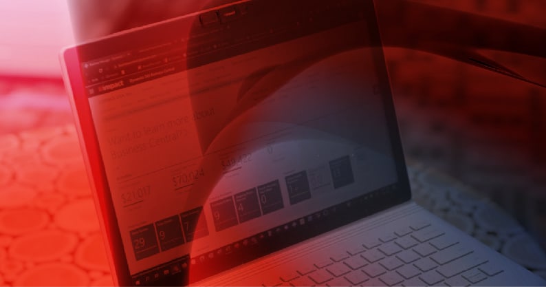 laptop with red overlay