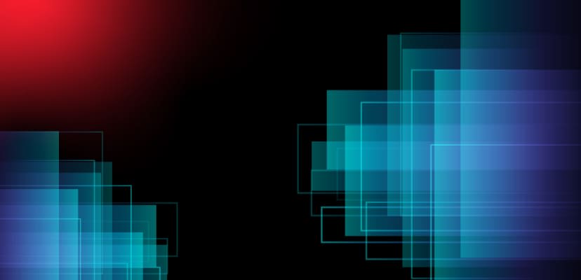 black, blue and red abstract shapes