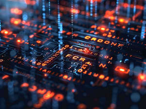 A black and orange circuit board