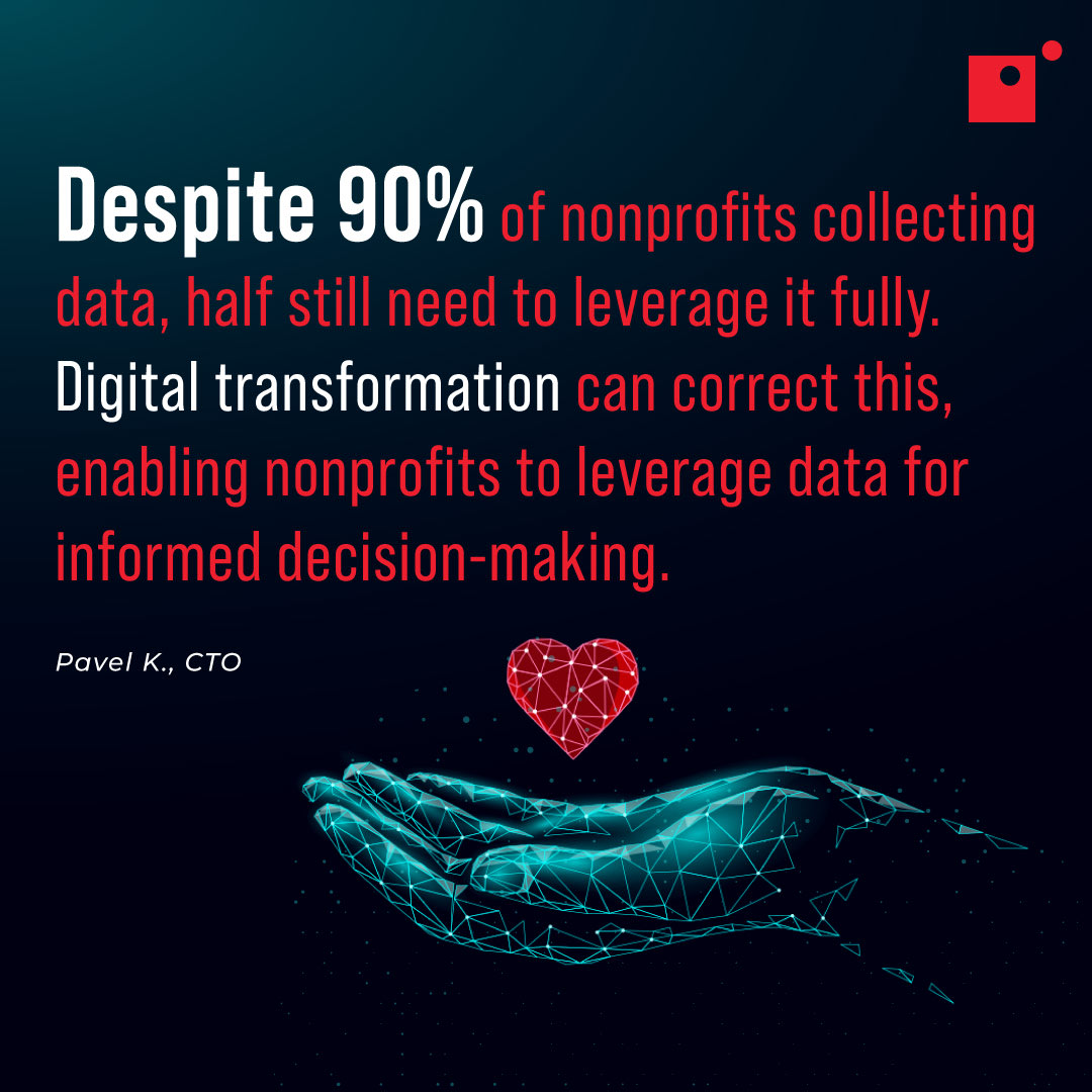 A digital hand holding a digital heart with a quote above it