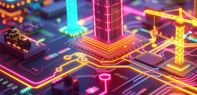 A neon circuit board
