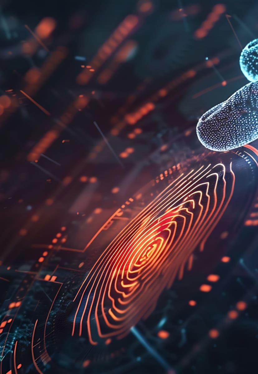 digital hand creating a digital fingerprint