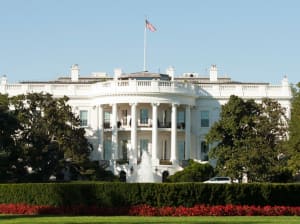 A picture of the White House across the lawn