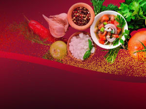 Food on a red background