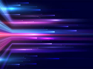 Beams of light streaking through cyberspace