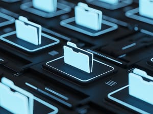digital folders standing on their ends - floating on top of keypads