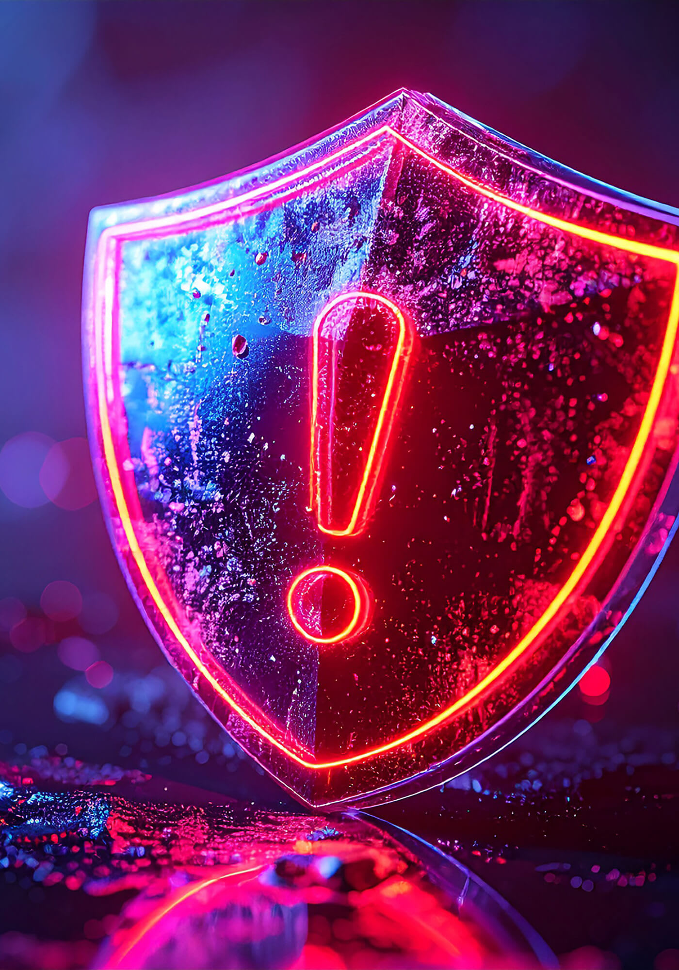 A red shield with an exclamation point inside.