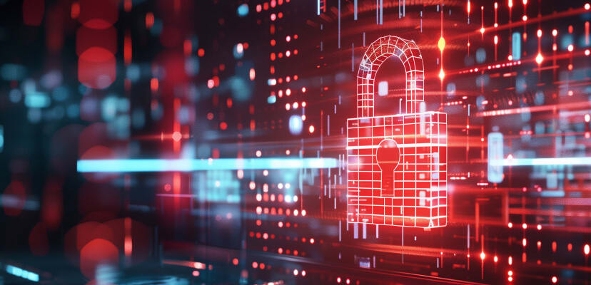 Pixelated virtual red lock in a cyber space