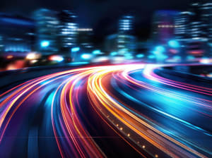 IT roadmap guide lights on road in city