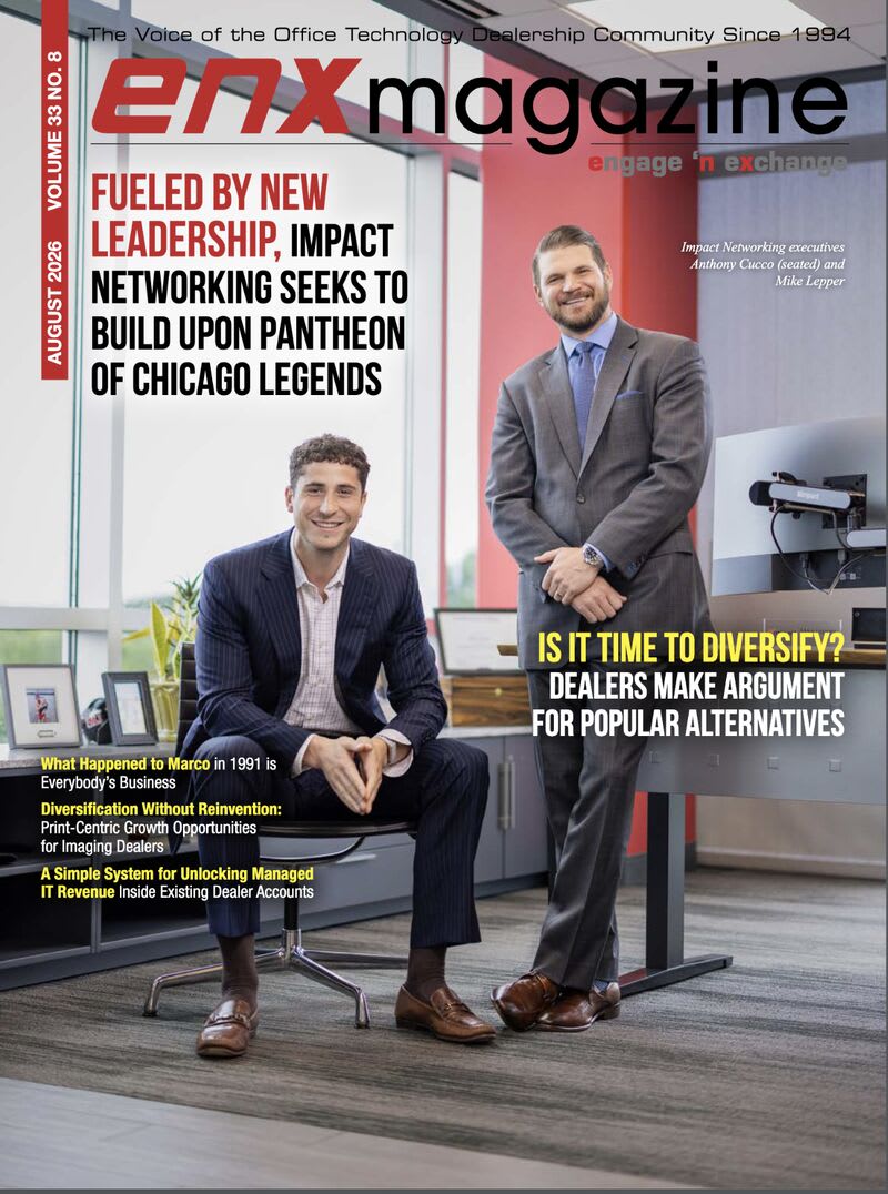 The cover of the August issue of ENX Magazine featuring CEO Mike Lepper and COO Anthony Cucco.