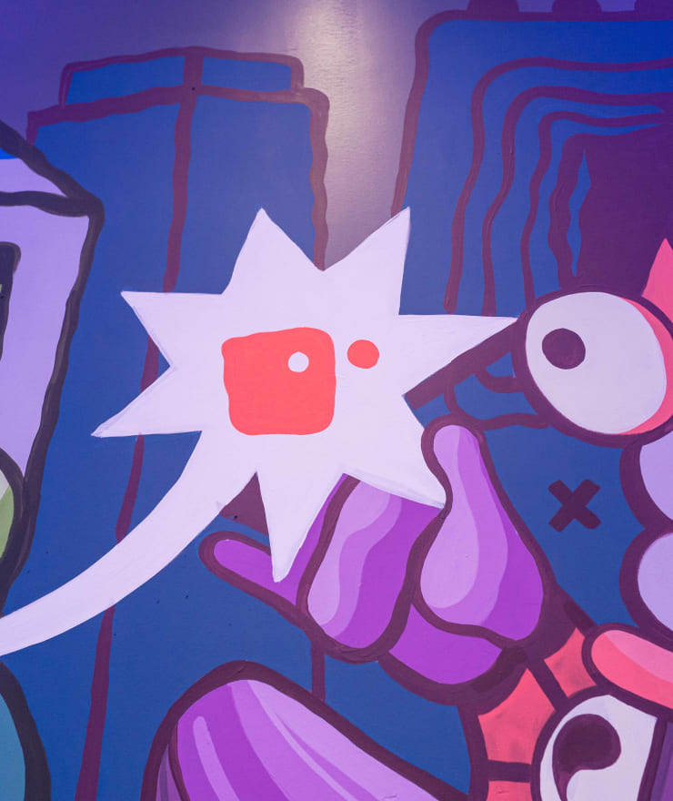 cartoonized Impact logo on wall mural